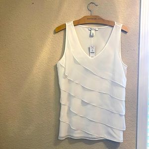 White House Black Market White Sleeveless Tiered Top
